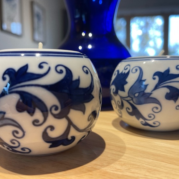 Bombay Other - Blue and white ceramic tealight/votive candle holders